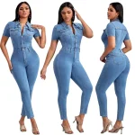 combinaison jean femme manche courte