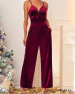 combinaison velours rouge