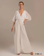combi pantalon fluide mariage chic