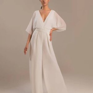 combi pantalon fluide mariage chic