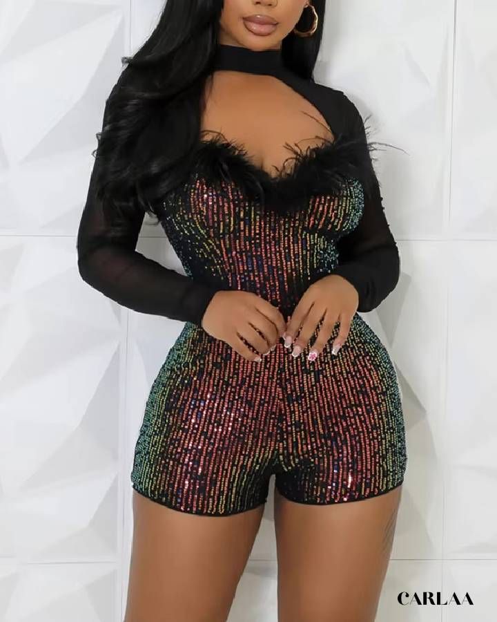 combi short de soirée glamour