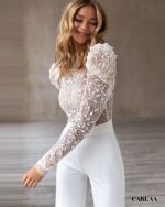 combinaison blanche dentelle élégante
