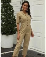 combinaison femme élégante kaki