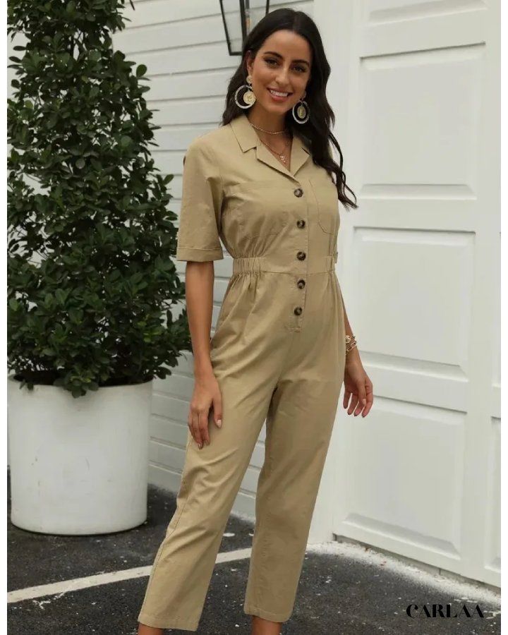 combinaison femme élégante kaki