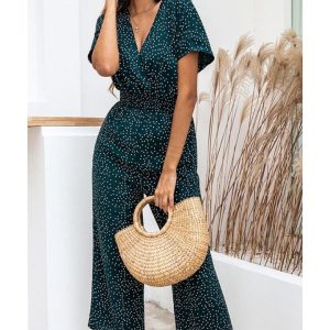 combinaison femme verte à pois