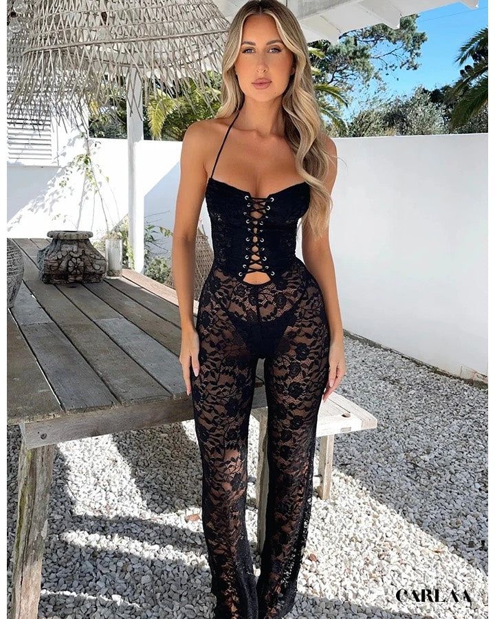 combinaison noire dentelle