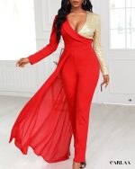 combinaison femme rouge chic