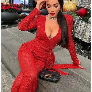 combinaison rouge paillette