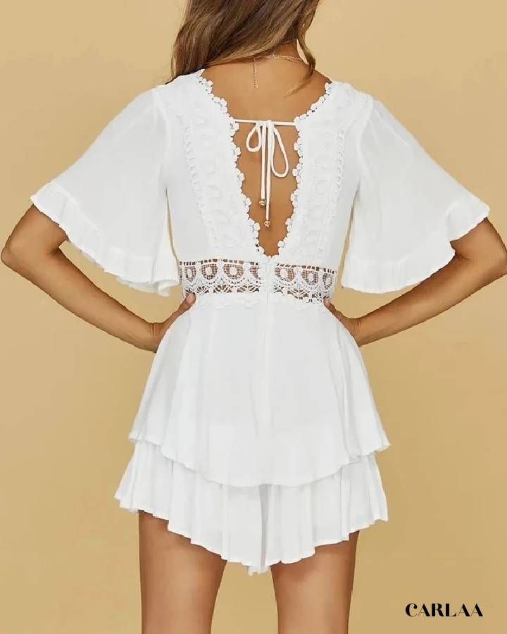 Combishort blanc estivale