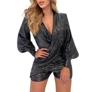 combishort paillette noir