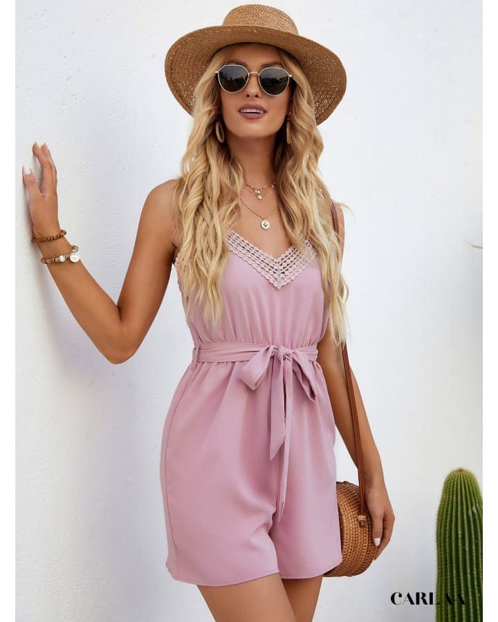 combishort rose poudré élégant
