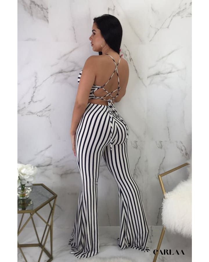 vêtement chic combinaison Femme à Rayures